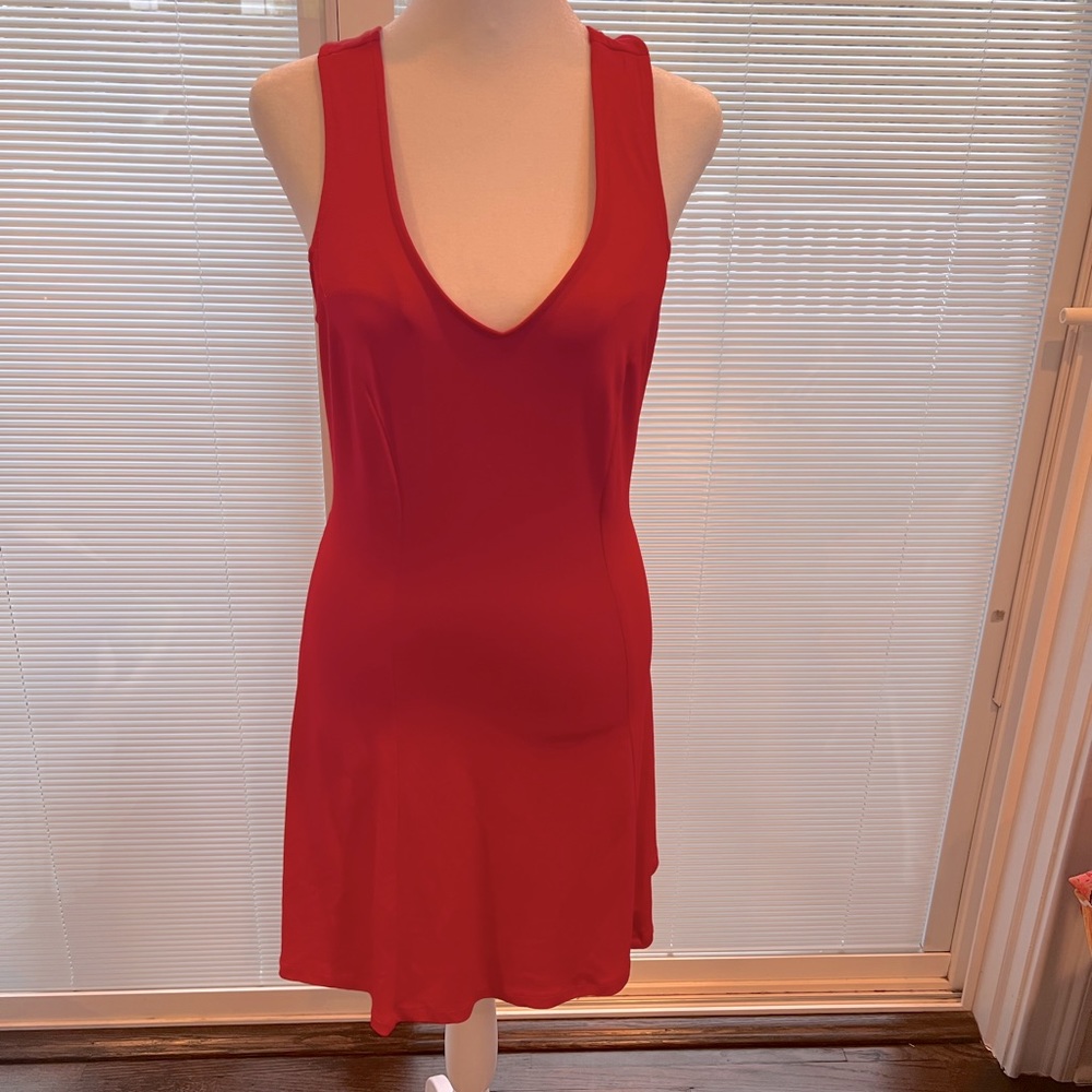 Red midi dress by Peep. Size small